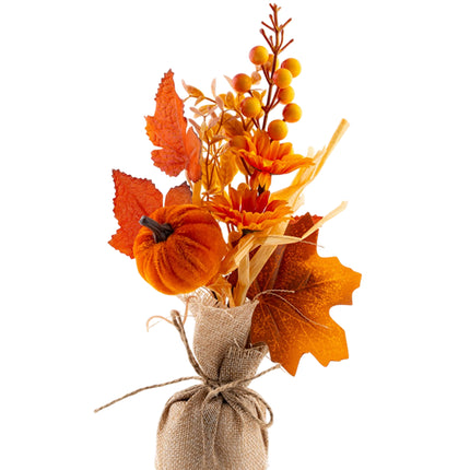 Faux Flowers in Jute Wrap