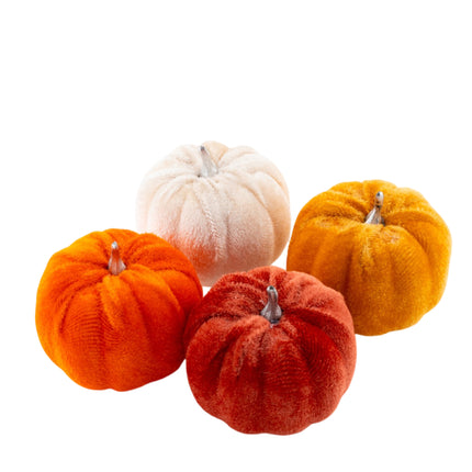 Mixed Velvet Pumpkins - 4 Pack