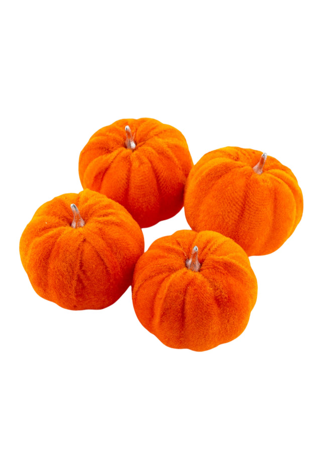 Mixed Velvet Pumpkins - 4 Pack