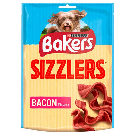 bakers sizzlers bacon flavour dog treats 90g