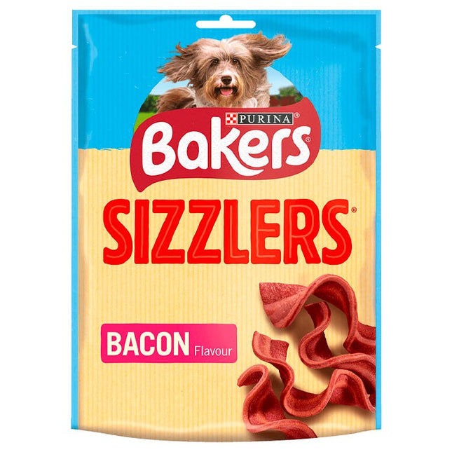 bakers sizzlers bacon flavour dog treats 90g