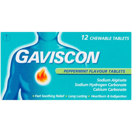 gaviscon peppermint flavour chewable tablets pack of 12