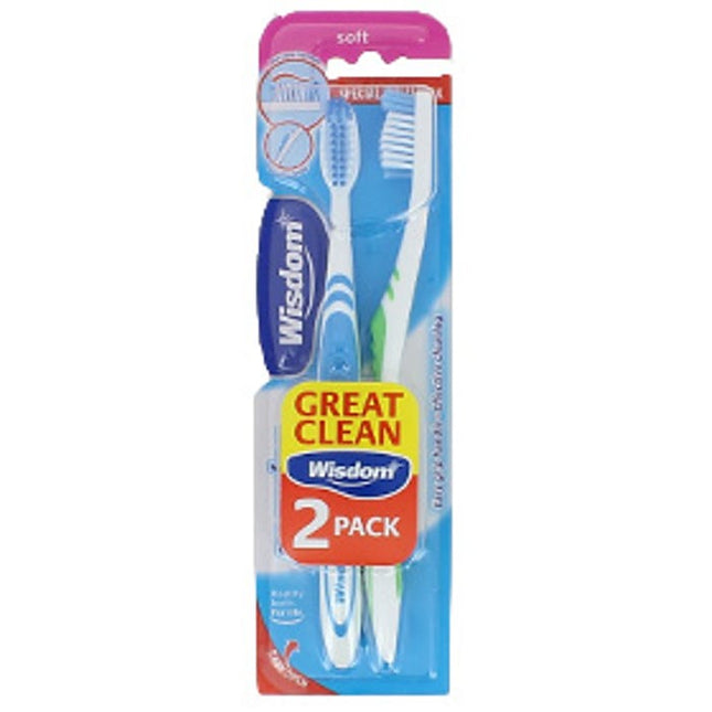 wisdom regular plus toothbrush soft pack of 2