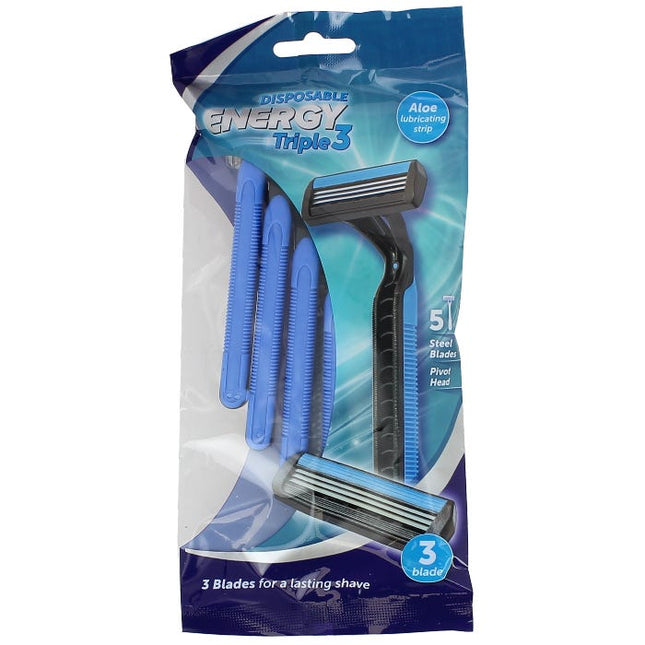 energy triple men s 3 blade razor pack of 5