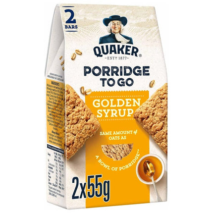 quaker porridge to go golden syrup oat squares 55g per bar pack of 2