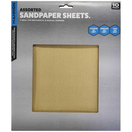 hannon sandpaper sheets assorted grit 60 100 150 pack of 10