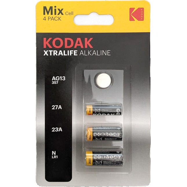kodak mixed cell xtralife alkaline 23a 27a n lr1 ag13 pack of 4