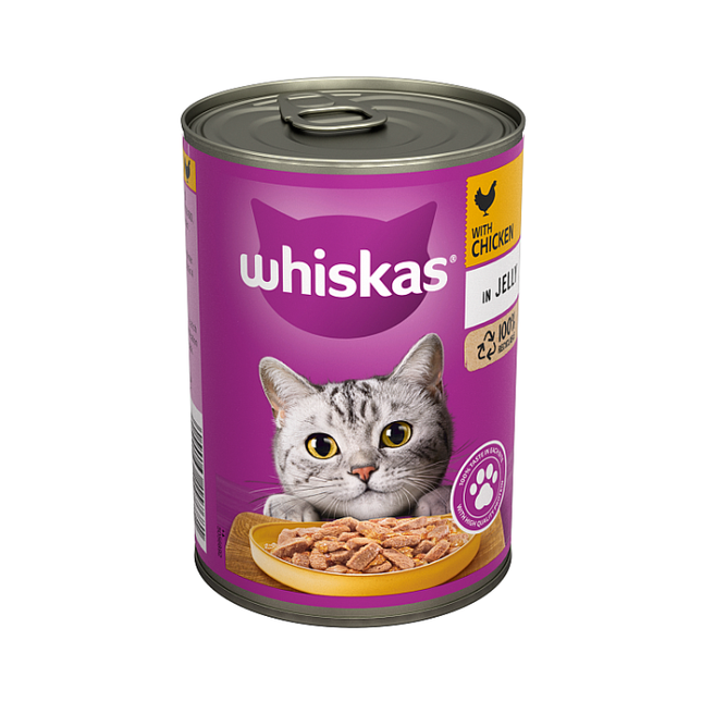 whiskas adult wet cat food chicken in jelly 400g