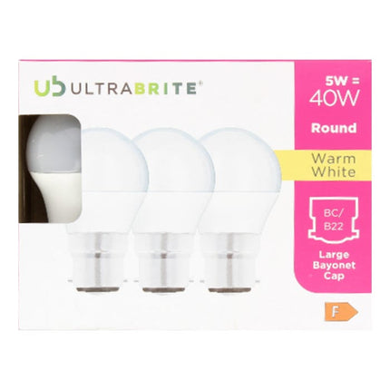 ultrabrite warm white 40w bayonet light bulbs pack of 3