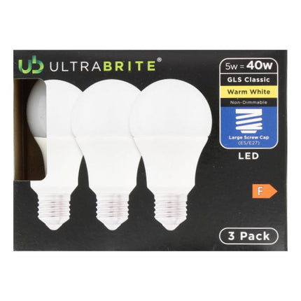 ultrabrite warm white 40w light bulbs gls classic pack of 3