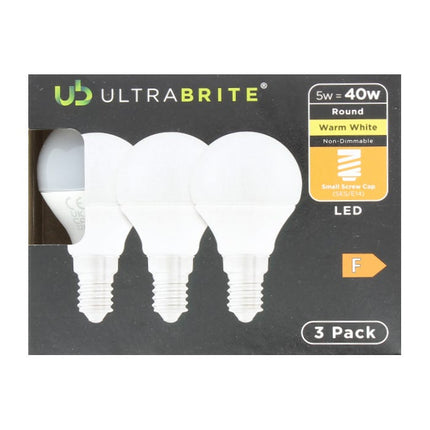 ultrabrite warm white led 40w light bulbs pack of 3