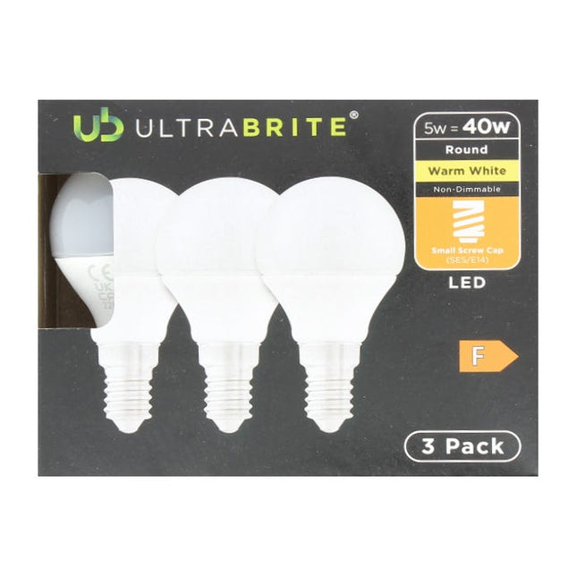 ultrabrite warm white led 40w light bulbs pack of 3
