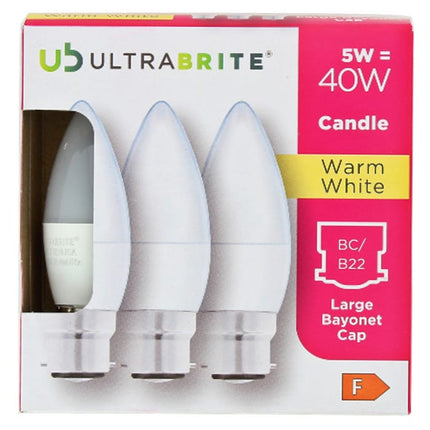 ultrabrite bayonet cap bulb 5 5w warm white pack of 3