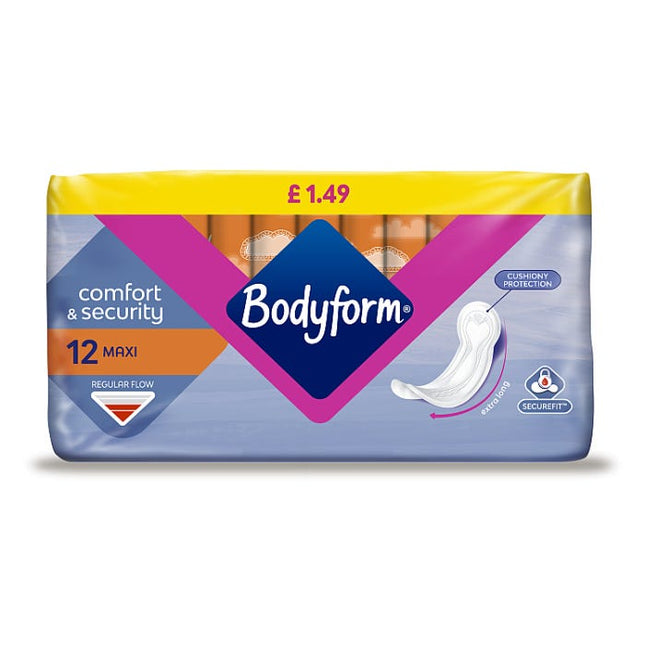 bodyform maxi normal sanitary towels pack of 12