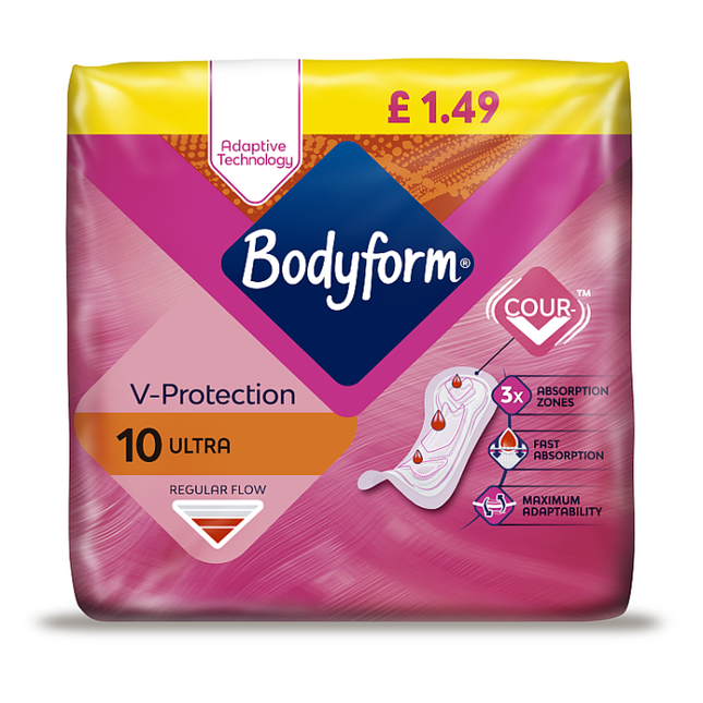 bodyform cour v ultra normal sanitary towels pack of 10
