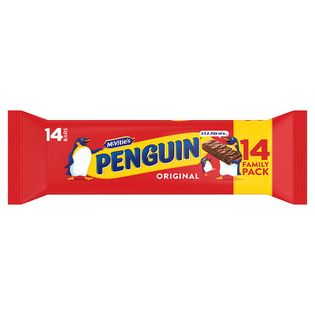 mcvitie s penguin original chocolate bars family pack 24 6g pack of 14