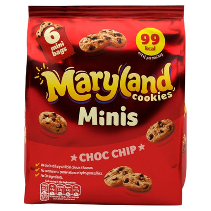 maryland minis choc chip cookies mini bags 20g pack of 6