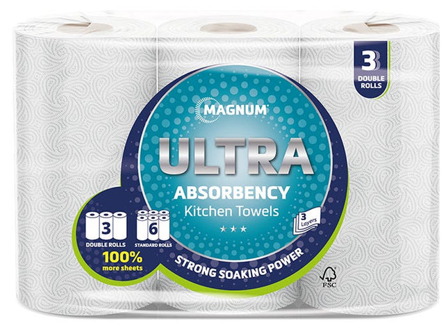 magnum ultra double kitchen towel 3 ply pack of 3