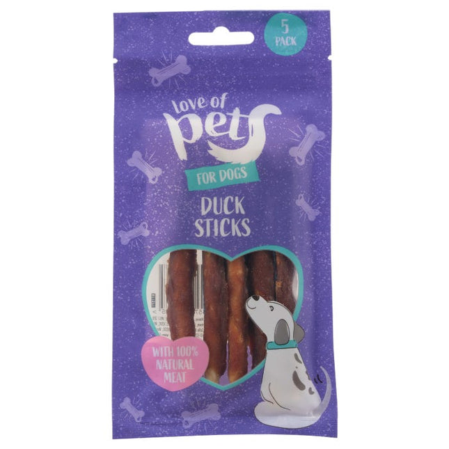love of pets for dogs duck sticks 50g pack of 5