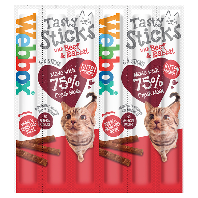 webbox tasty sticks with beef rabbit 6 semi moist tasty treats 30g