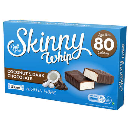skinny whip coconut dark chocolate bars pack of 5