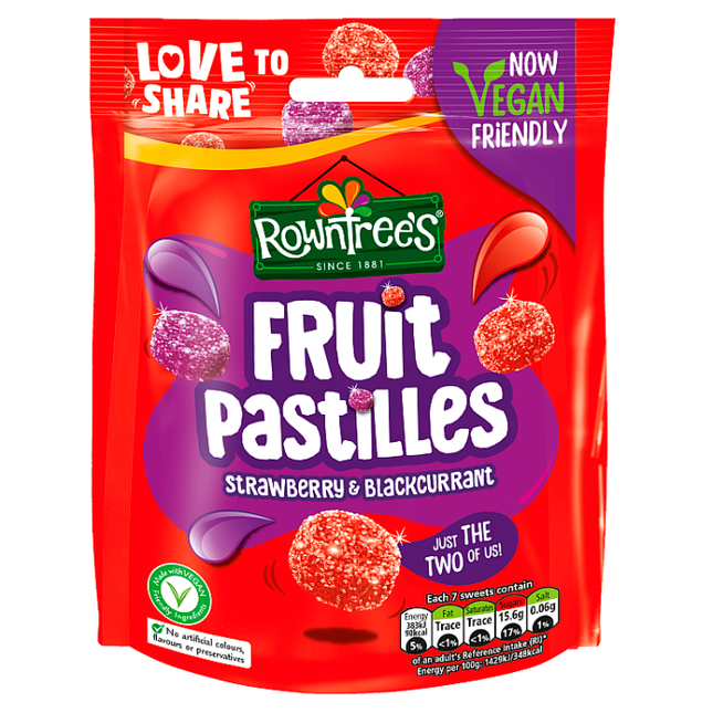 rowntree s fruit pastilles strawberry blackcurrant sweets sharing bag 143g