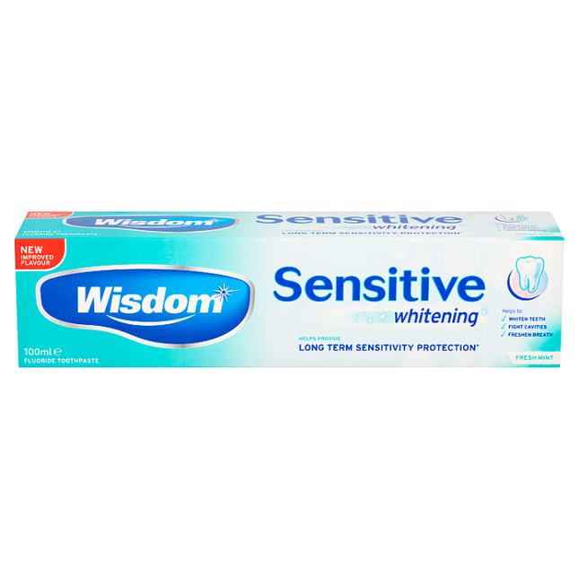 wisdom sensitive whitening fresh mint fluoride toothpaste 100ml