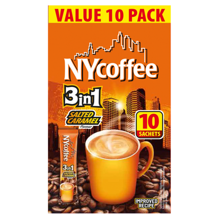 nycoffee 3in1 salted caramel flavour 140g pack of 10