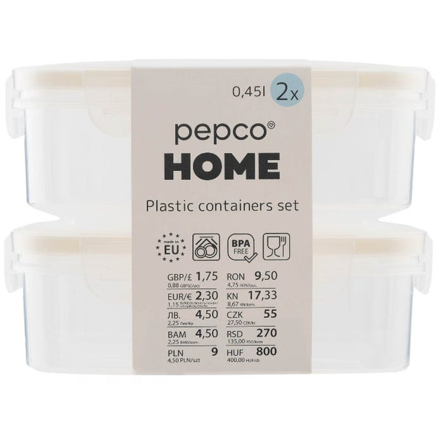 pepco beige rectangular clip containers 450ml pack of 2
