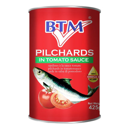 btm pilchards in tomato sauce 425g