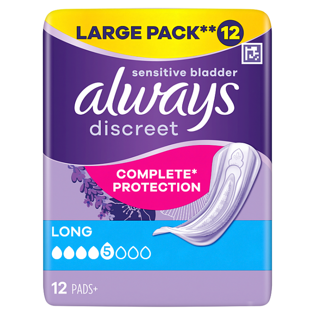 always discreet incontinence pads long pack of 12