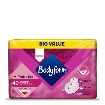 bodyform cour v ultra normal sanitary towels wings 40 pack