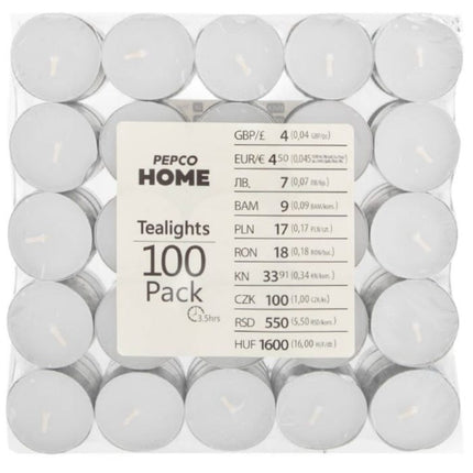 pepco unscented tealights pack of 100