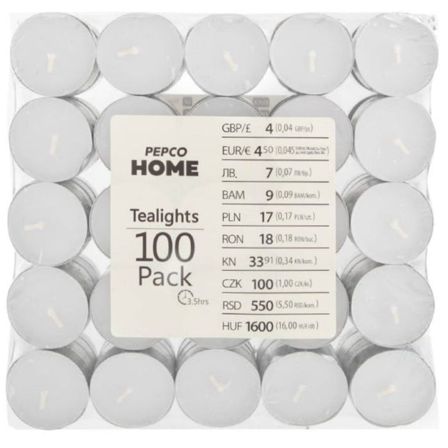 pepco unscented tealights pack of 100