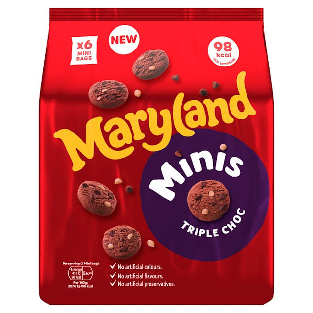 maryland minis triple choc mini bags 118 8g pack of 6