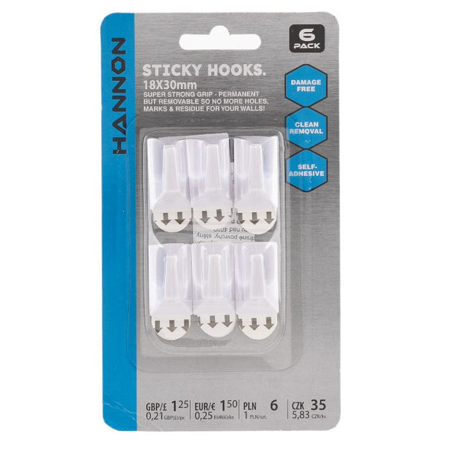 hannon sticky hooks 18 x 30mm