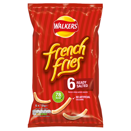 walkers french fries ready salted multipack snacks crisps 6x18g