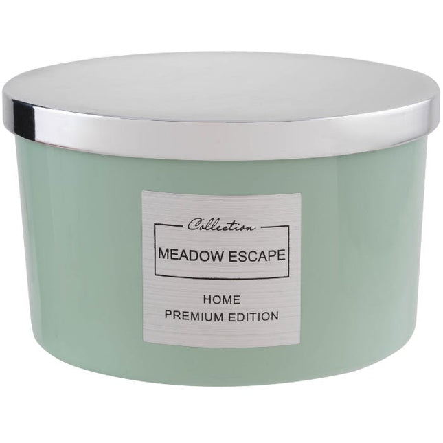 home premium edition metallic 3 wick candle meadow escape
