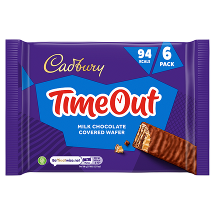 cadbury timeout milk chocolate covered wafer 18g pack of 6