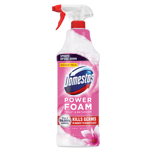 domestos power foam toilet bathroom spray floral burst 650ml