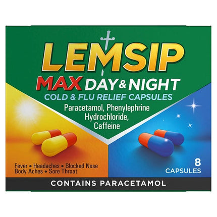 lemsip max day night cold flu relief 8 capsules