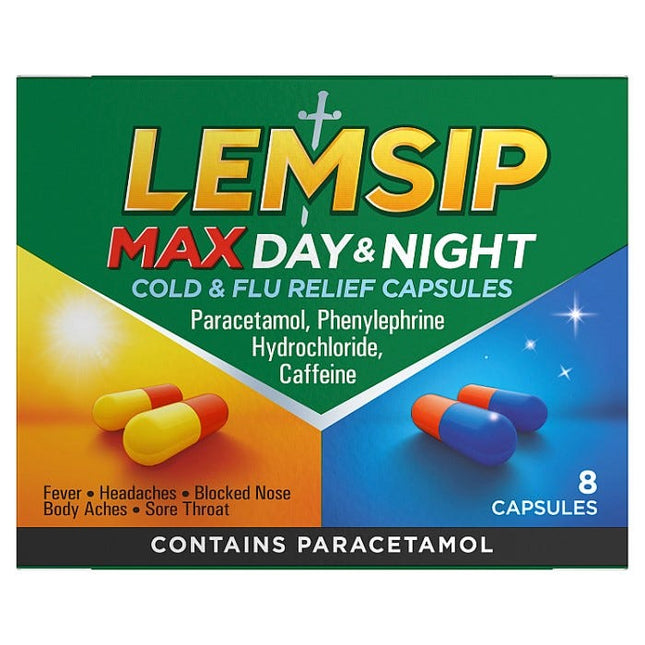 lemsip max day night cold flu relief 8 capsules