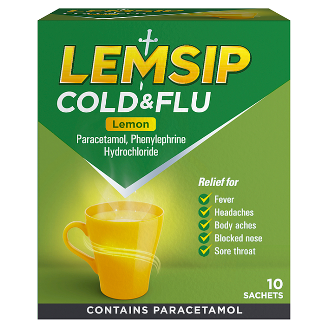 lemsip cold flu lemon sachets pack of 10