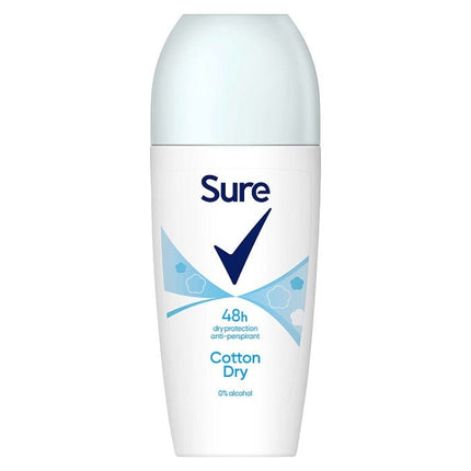 sure anti perspirant deodorant roll on cotton dry 50ml