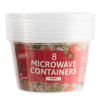microwavable round food containers 450ml pack of 8