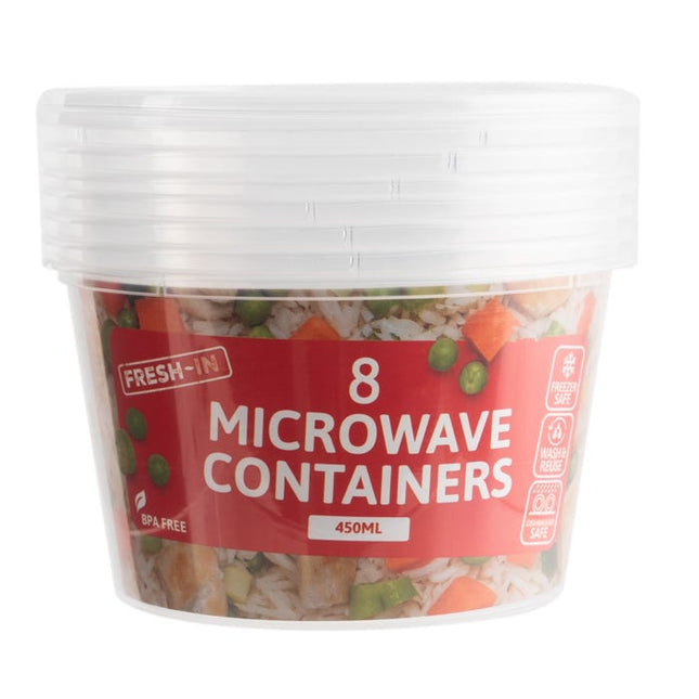 microwavable round food containers 450ml pack of 8