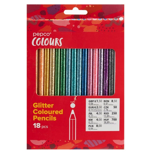 glitter coloured pencils pack of 18