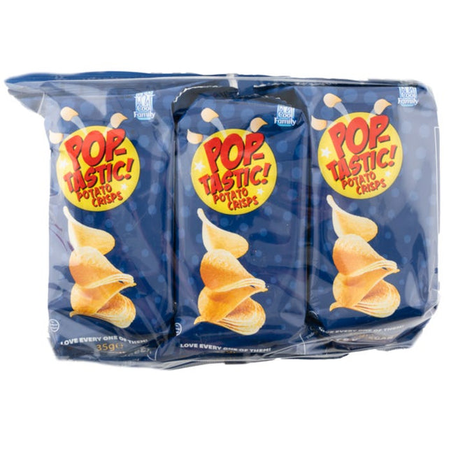 pop tastic potato crisps salt vinegar 35g pack of 3