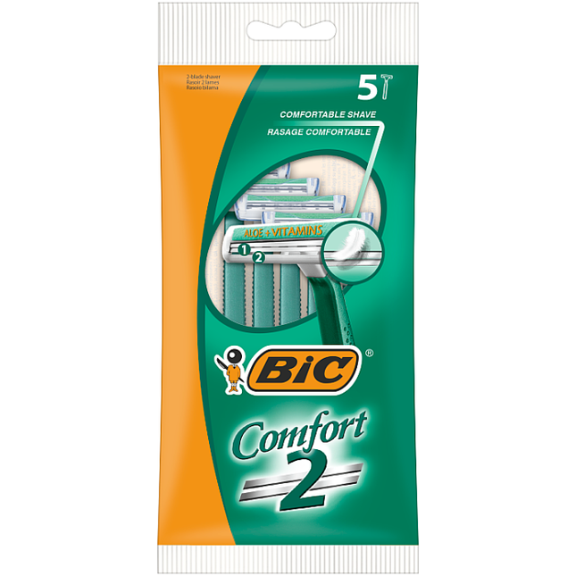 bic comfort 2 men s razors pack of 5