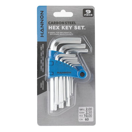 hannon assorted carbon steel hex key set pack of 9